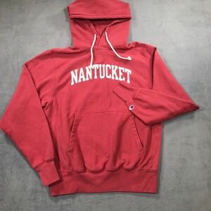 Nantucket Champion Reverse Weave Hoodie Sweatshirt Men's Medium Red Preppy Beach